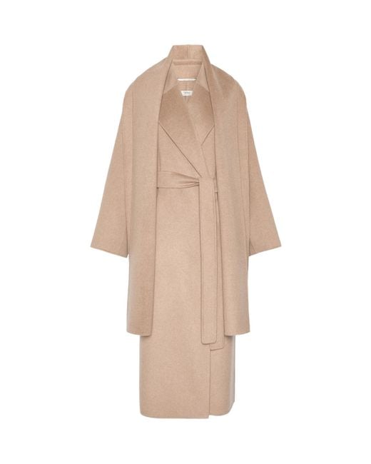 Max Mara Natural Double Wool And Cashmere Robe Coat