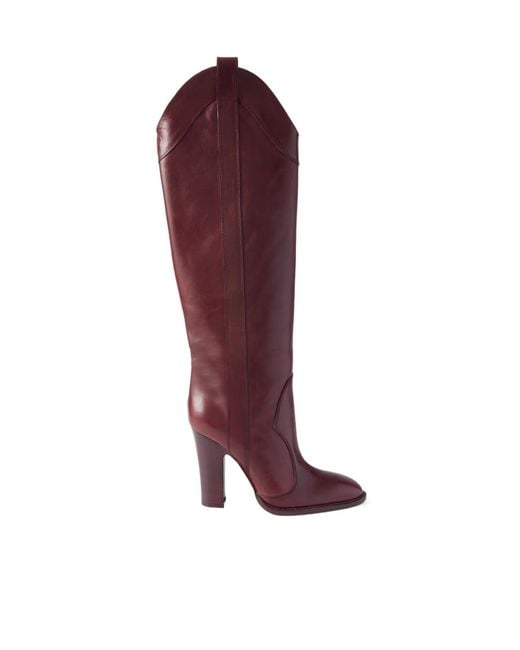 Paris Texas Red Solid-Color Leather Knee Boots