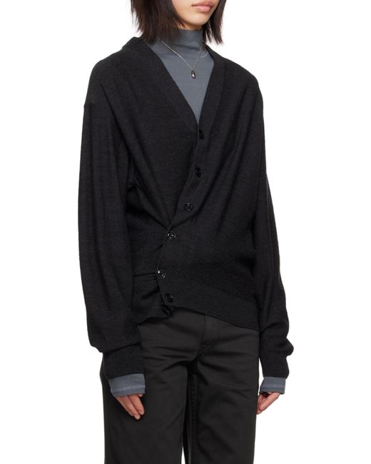 Lemaire Black V-Neck Long Sleeved Cardigan
