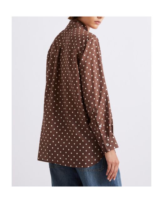 Marella Brown Printed Silk Habotai Shirt