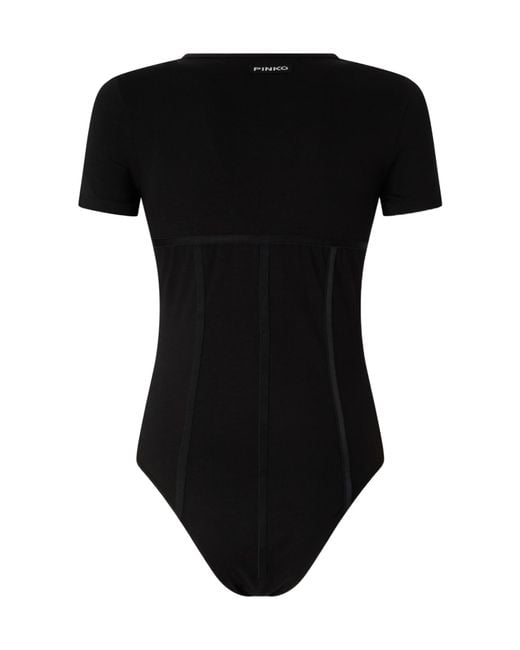 Pinko Black Short-Sleeve Bodysuit Top