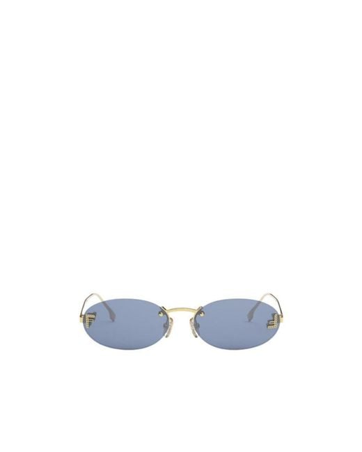 Fendi Blue Eyewear Oval Frame Sunglasses