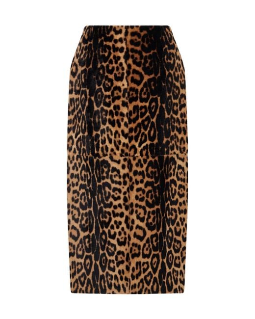 Nour Hammour Multicolor Elyse Leopard Print Midi Skirt