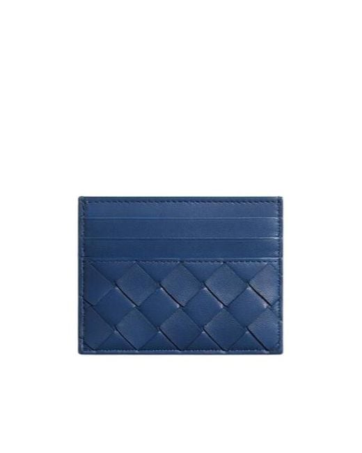 Bottega Veneta Blue Intrecciato Credit Card Case