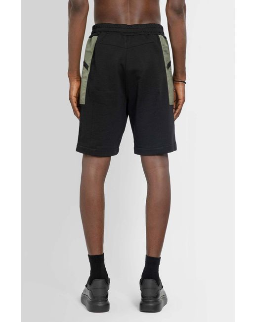 McQueen Black Two-Tone Elasticated Track Shorts for men