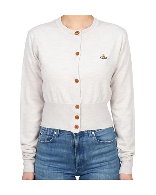 Vivienne Westwood White Bea Logo-Embroidery Cardigan