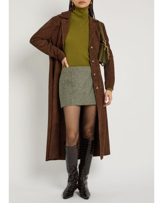 Reformation Gray Carla Herringbone Tweed Mini Skirt
