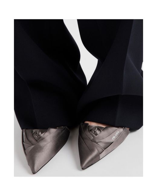 Prada Brown Logo Printed Cut-Out Detailed Ballerinas