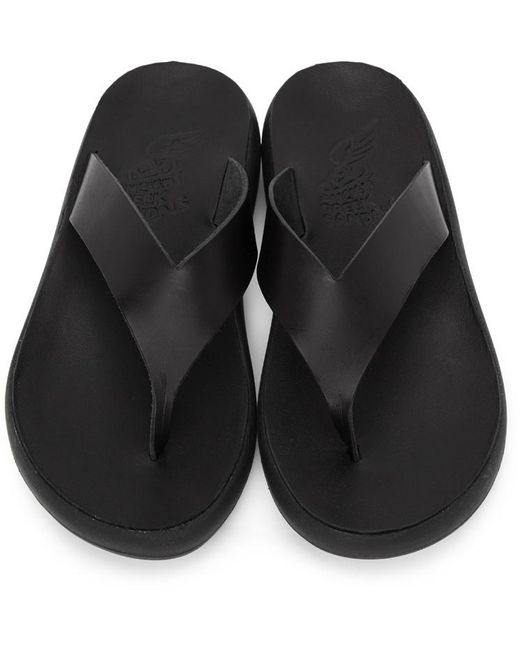 Ancient Greek Sandals Black Logo Slippers