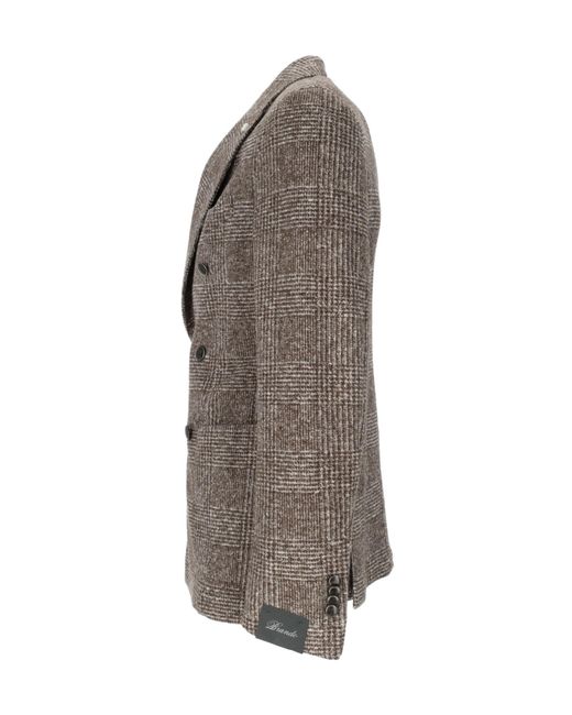 Lubiam Brown Double-Breasted Suit Jacket for men
