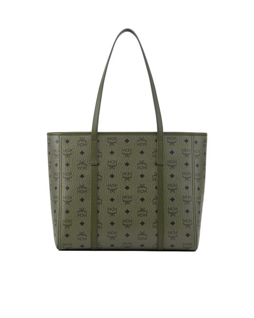 MCM Green Medium Toni Leather Shopper Bag for men