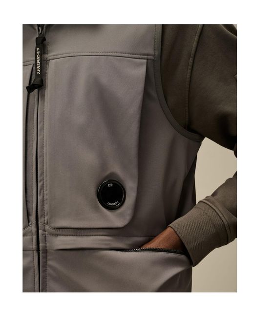 C P Company Gray Shell Hooded Vest for men