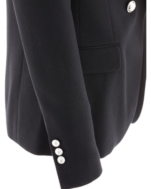 Balmain Black Double-Breasted Flannel Blazer for men