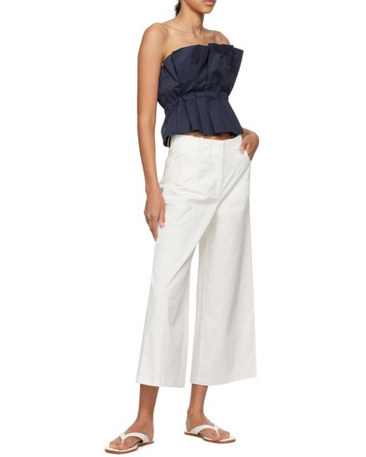 Staud White Belt-Loop Casual Pants