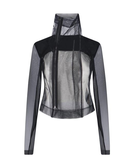 Rick Owens Black Tulle Zipped Blouse