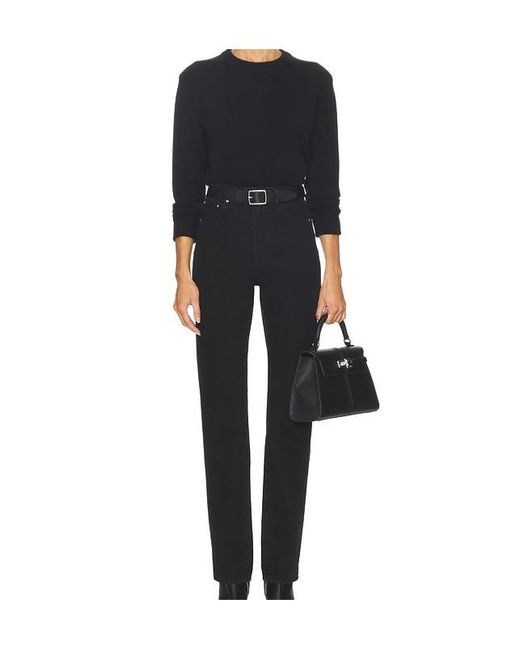 Soft Goat Black Ribbed-Trim Sweater