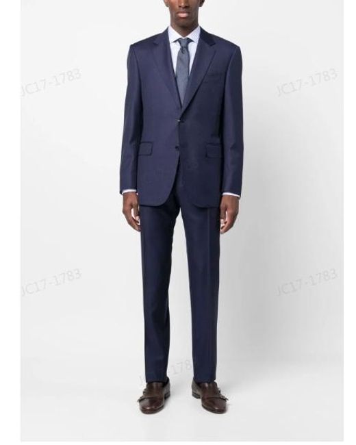 Canali Blue Single-Breasted Wool Suit for men