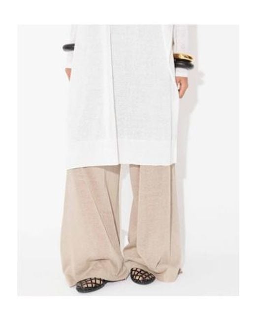 Alaïa White Linen-Silk Wide-Leg Trousers