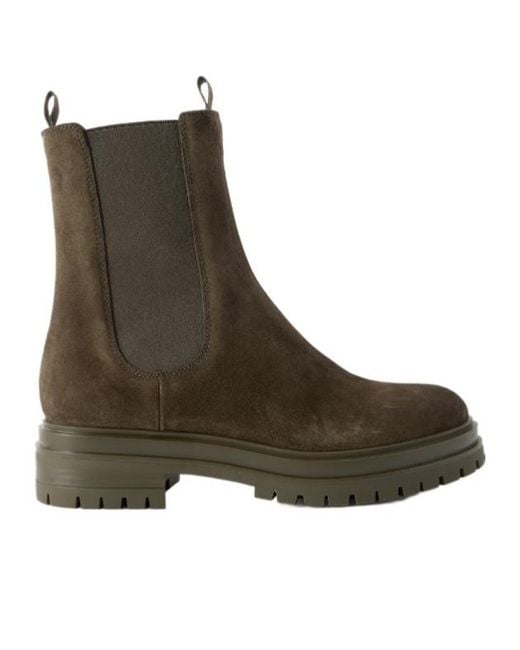 Gianvito Rossi Brown Suede Chelsea Boots
