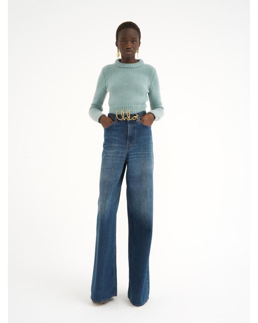 Chloé Blue Long-Sleeved Wool Sweater