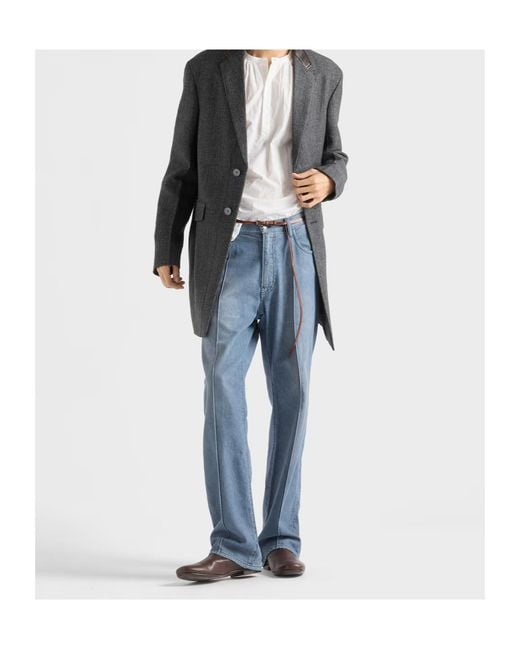 Prada Blue Logo Patch Straight-Leg Jeans for men