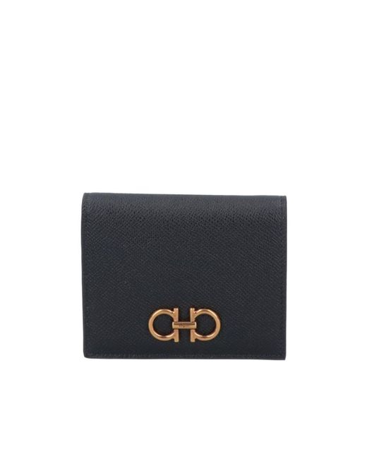Ferragamo Blue Logo-Plaque Leather Wallet