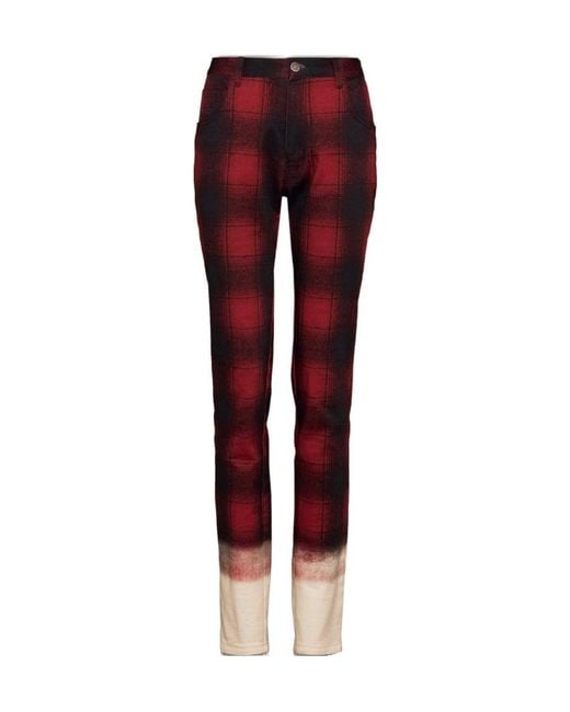 Maison Margiela Red Pendleton Checked Skinny Pants