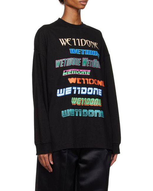 we11done Black Logo-Print Cotton Sweatshirt for men