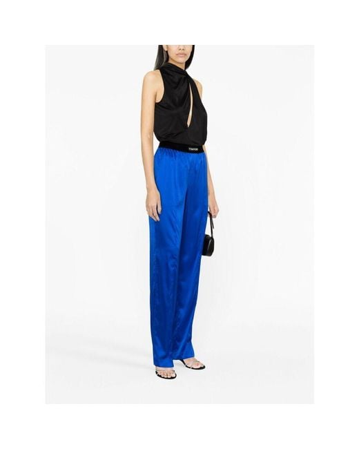 Tom Ford Blue Logo Casual Pants