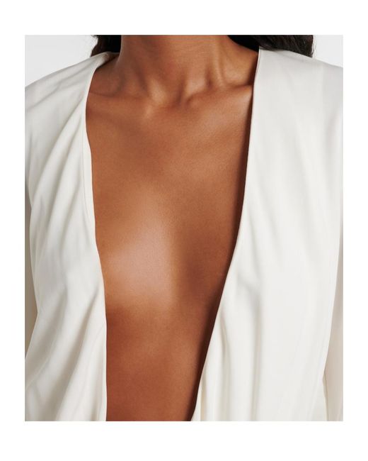 Christopher Esber White Stone Pin Draped Jersey Minidress