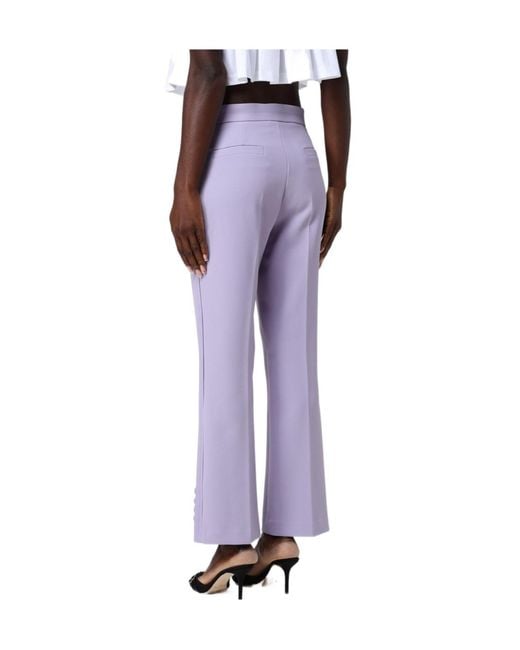 Elisabetta Franchi Purple Crepe Button Trousers