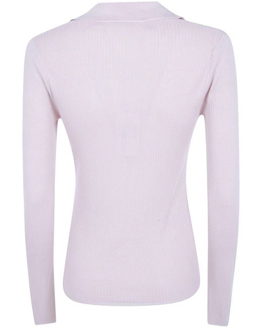 Max Mara Purple Long-Sleeve Knitted Polo Shirt