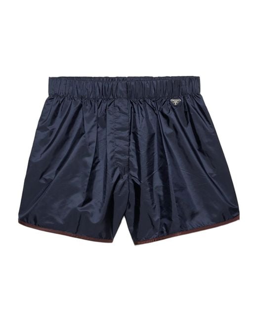 Prada Blue Triangle-Logo Elasticated Waistband Shorts