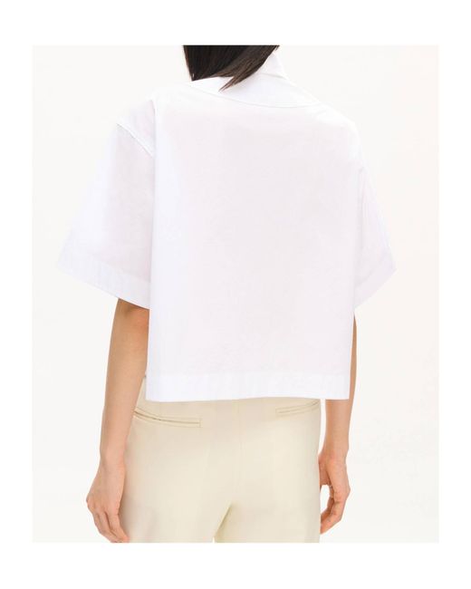 KENZO White Cropped Logo Embroidered Shirt