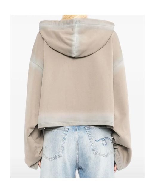 Off-White c/o Virgil Abloh Natural Spray-Effect Logo Stamped Hoodie