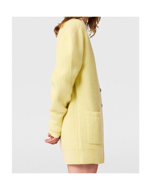 Stella McCartney Yellow Chunky Knit Button-Up Cardigan