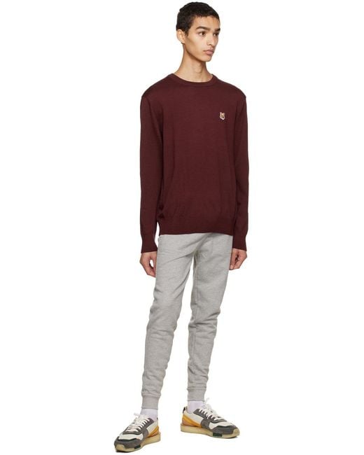 Maison Kitsuné Red Logo Crew-Neck Jumper for men