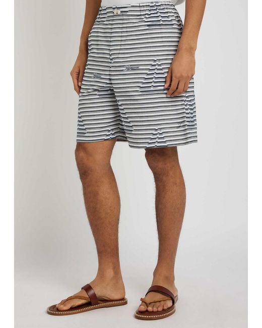 Jacquemus Blue Le Short Cale?On Striped Jacquard Cotton Shorts for men