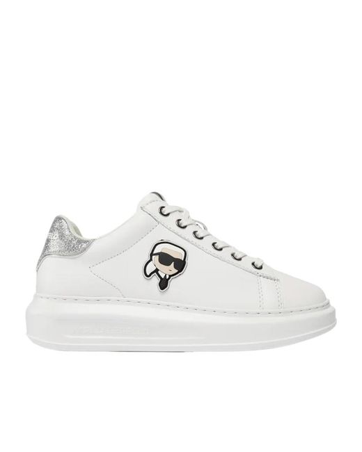 Karl Lagerfeld White Strap-Up Casual Sneakers