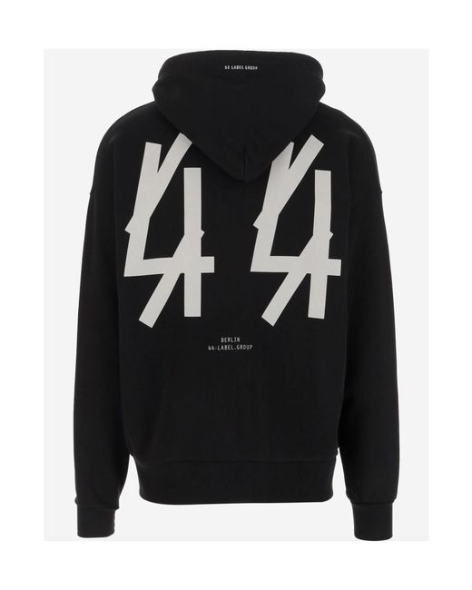44 Label Group Black Zip Hoodie Sweater for men