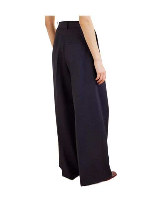 Anine Bing Blue Pleated Palazzo Trousers