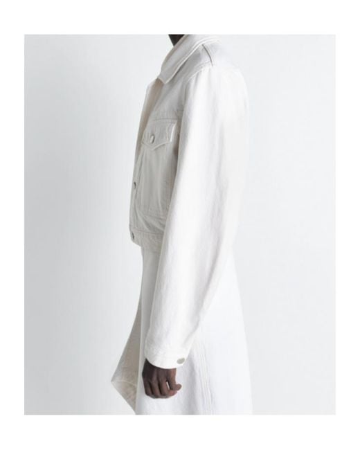 Lemaire White Button-Up Cropped Denim Jacket