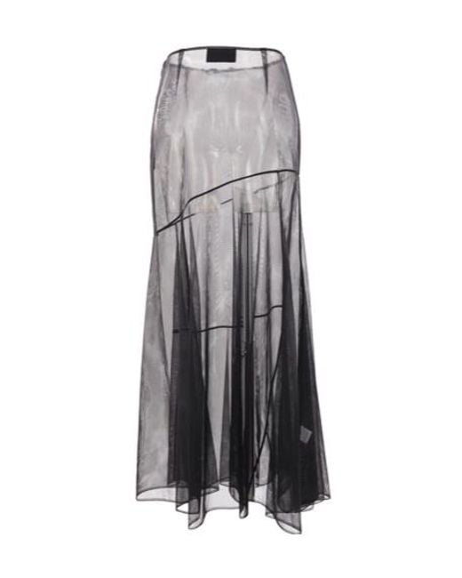 Simone Rocha Gray Flared Sheer Tulle Midi Skirt