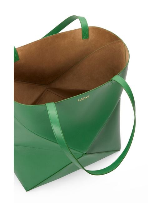 Loewe Green Puzzle Fold Large Tote Bag