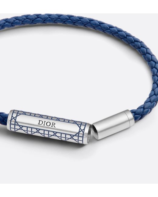 Dior White Cannage Woven Leather Bracelet for men