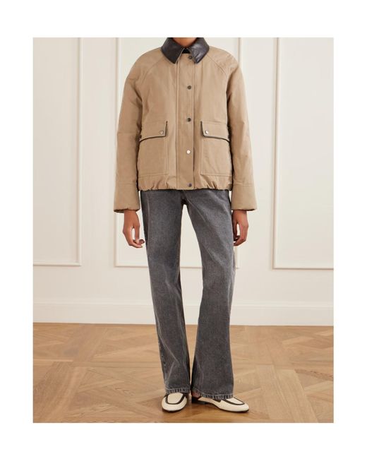 Brunello Cucinelli Natural Leather Collar Coat