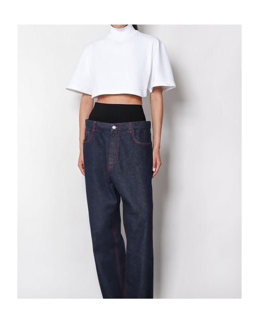Alaïa White Alaïa Short-Sleeved Cropped T-Shirt