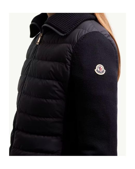 Moncler Blue Quilted Panel Zip Cardigan
