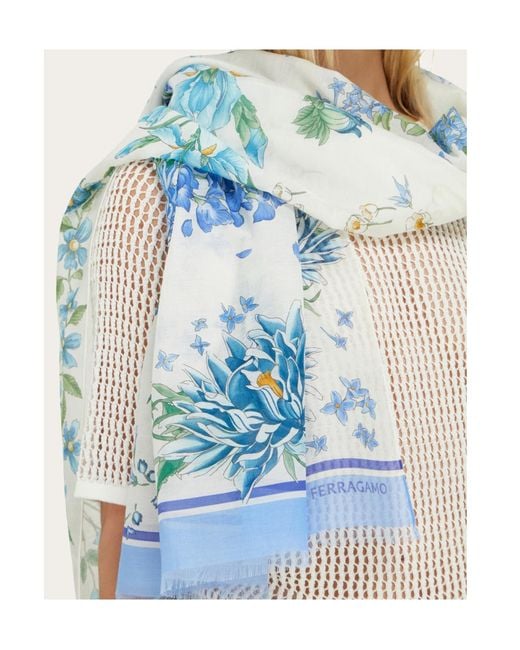Ferragamo Blue Ferragamo Spring Printed Scarf