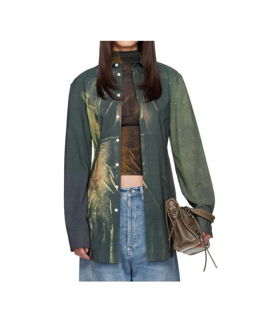 Jean Paul Gaultier Green The Acid Water Printed Buttoned Shirt